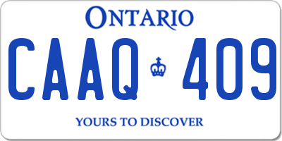 ON license plate CAAQ409