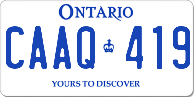 ON license plate CAAQ419