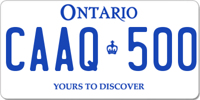 ON license plate CAAQ500