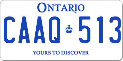 ON license plate CAAQ513