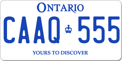 ON license plate CAAQ555