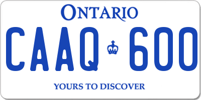 ON license plate CAAQ600