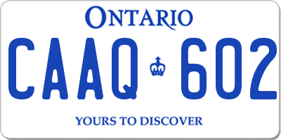 ON license plate CAAQ602