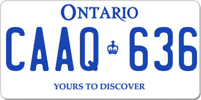 ON license plate CAAQ636