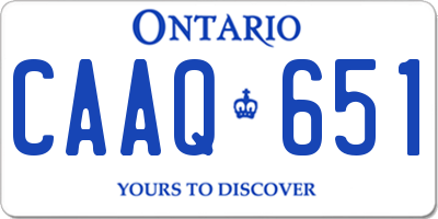 ON license plate CAAQ651