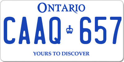 ON license plate CAAQ657