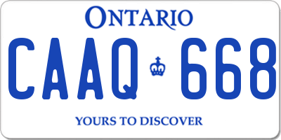 ON license plate CAAQ668