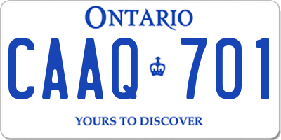 ON license plate CAAQ701