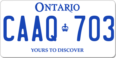 ON license plate CAAQ703