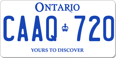 ON license plate CAAQ720