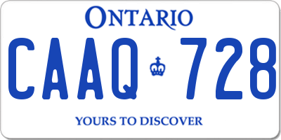 ON license plate CAAQ728