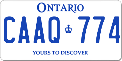 ON license plate CAAQ774