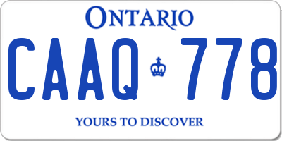 ON license plate CAAQ778