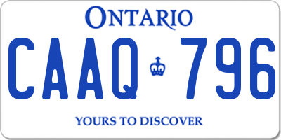 ON license plate CAAQ796