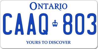 ON license plate CAAQ803