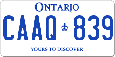 ON license plate CAAQ839