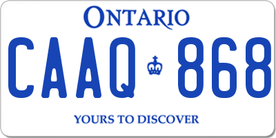 ON license plate CAAQ868