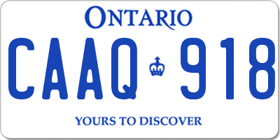 ON license plate CAAQ918