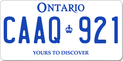 ON license plate CAAQ921