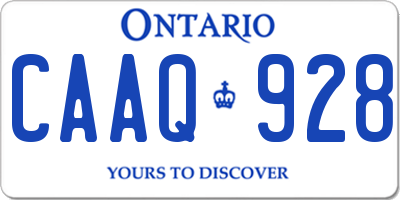 ON license plate CAAQ928