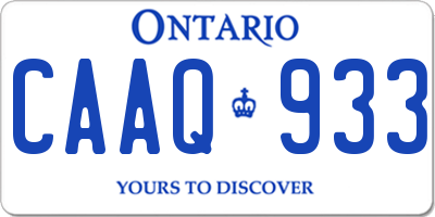 ON license plate CAAQ933