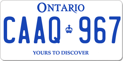 ON license plate CAAQ967