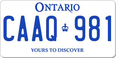 ON license plate CAAQ981