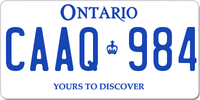 ON license plate CAAQ984