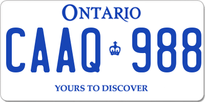 ON license plate CAAQ988