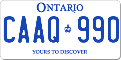 ON license plate CAAQ990