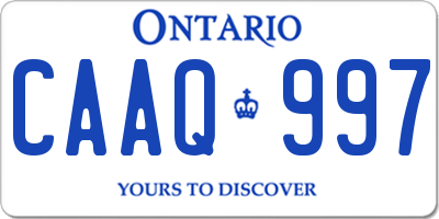 ON license plate CAAQ997