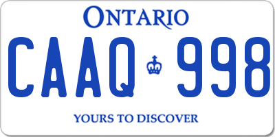 ON license plate CAAQ998