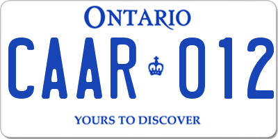 ON license plate CAAR012