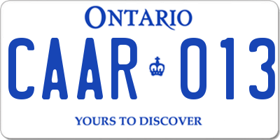 ON license plate CAAR013