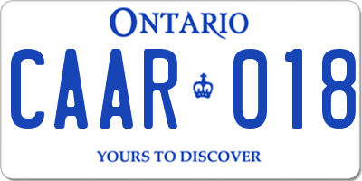 ON license plate CAAR018