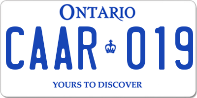 ON license plate CAAR019