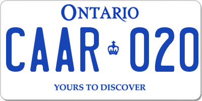 ON license plate CAAR020