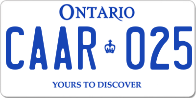 ON license plate CAAR025