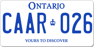 ON license plate CAAR026