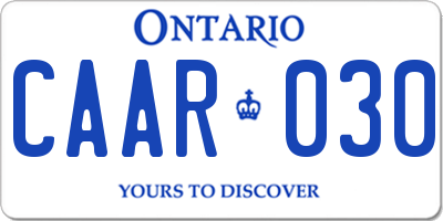 ON license plate CAAR030