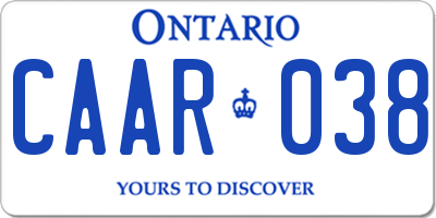 ON license plate CAAR038