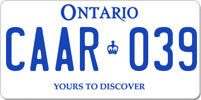 ON license plate CAAR039