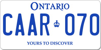 ON license plate CAAR070