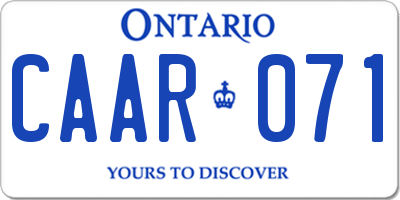 ON license plate CAAR071