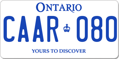 ON license plate CAAR080