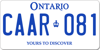 ON license plate CAAR081