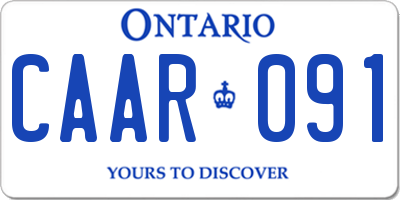 ON license plate CAAR091