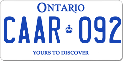 ON license plate CAAR092