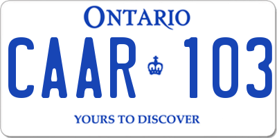 ON license plate CAAR103