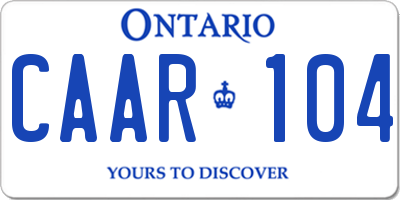 ON license plate CAAR104